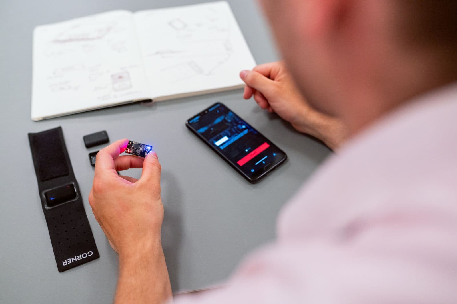 Testing a connected device with a mobile application