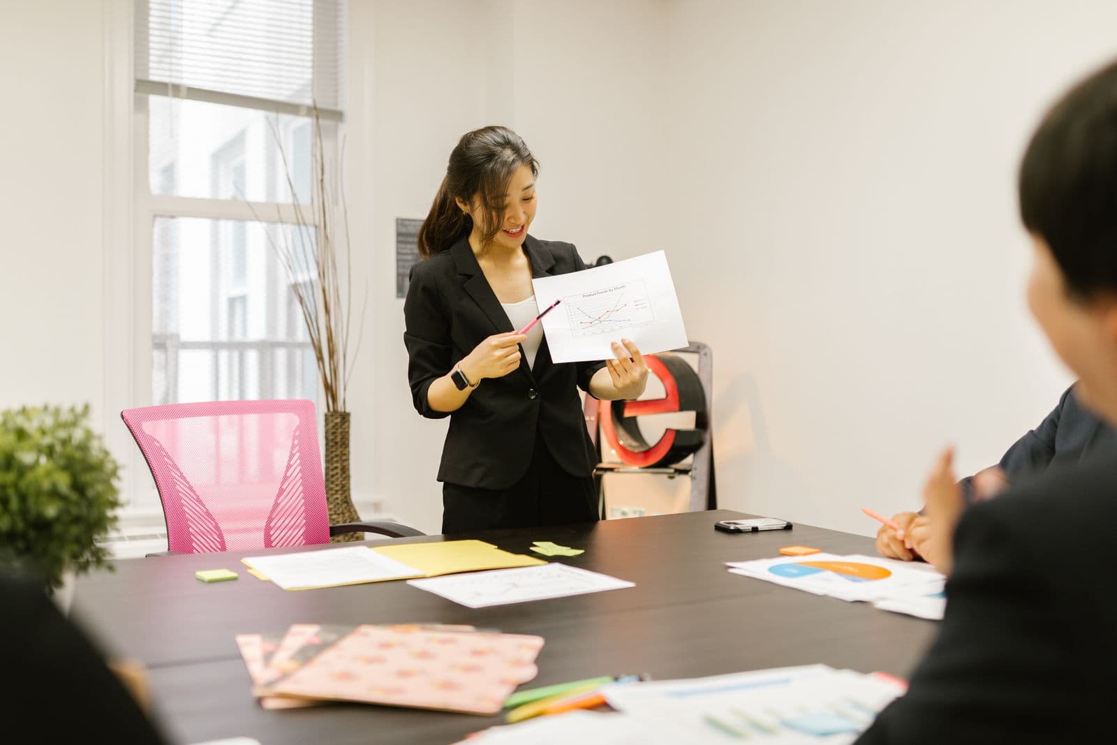 Asian business team discussing a project