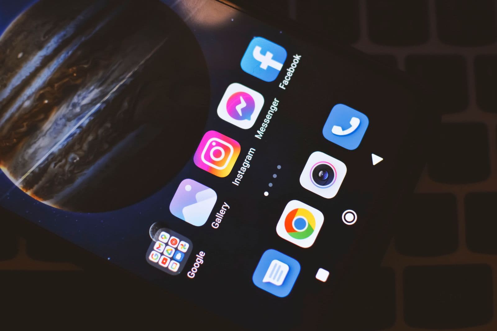 Social media applications displayed on a smartphone